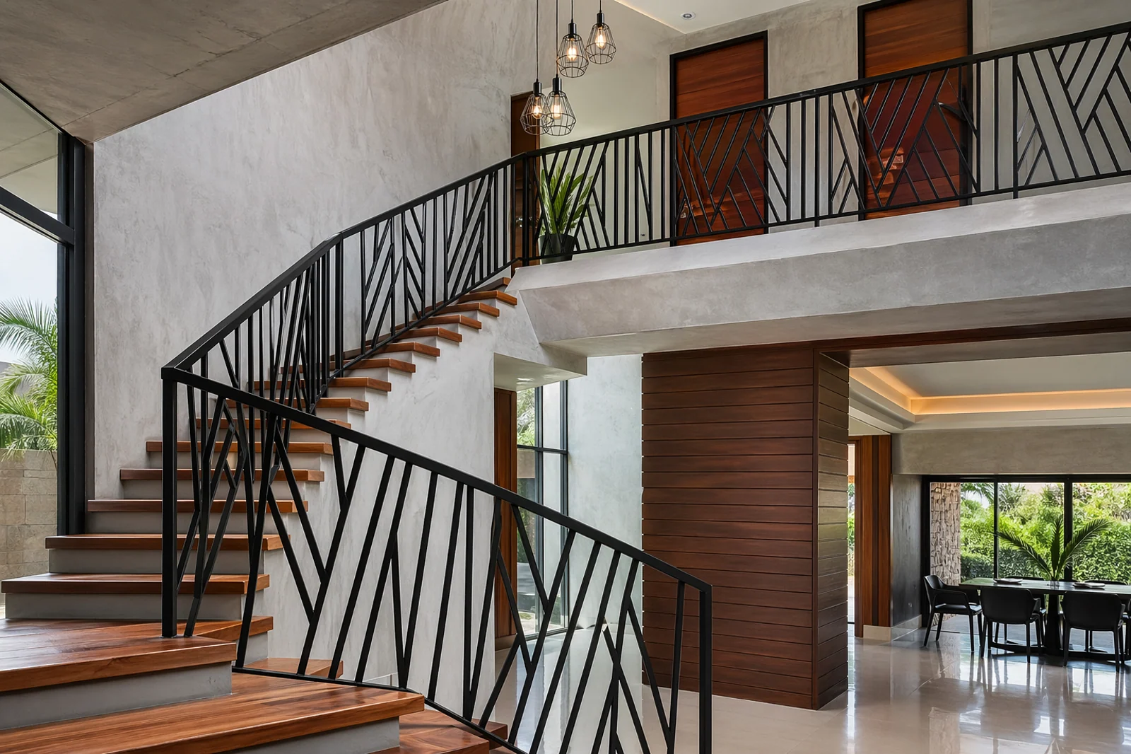 Custom steel staircase and balcony railings